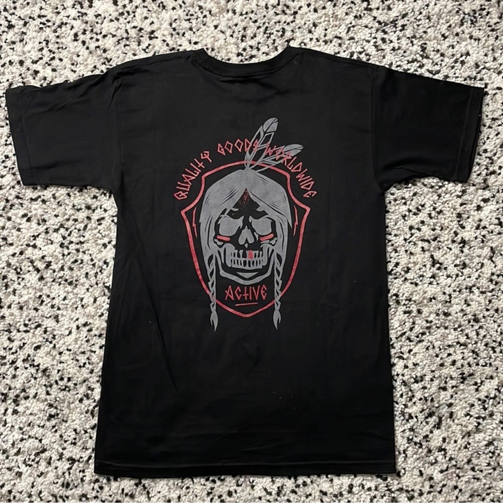 Active Ride Shop Tee Shirt Black Grey Skull Graphic Short Sleeve Men’s Small